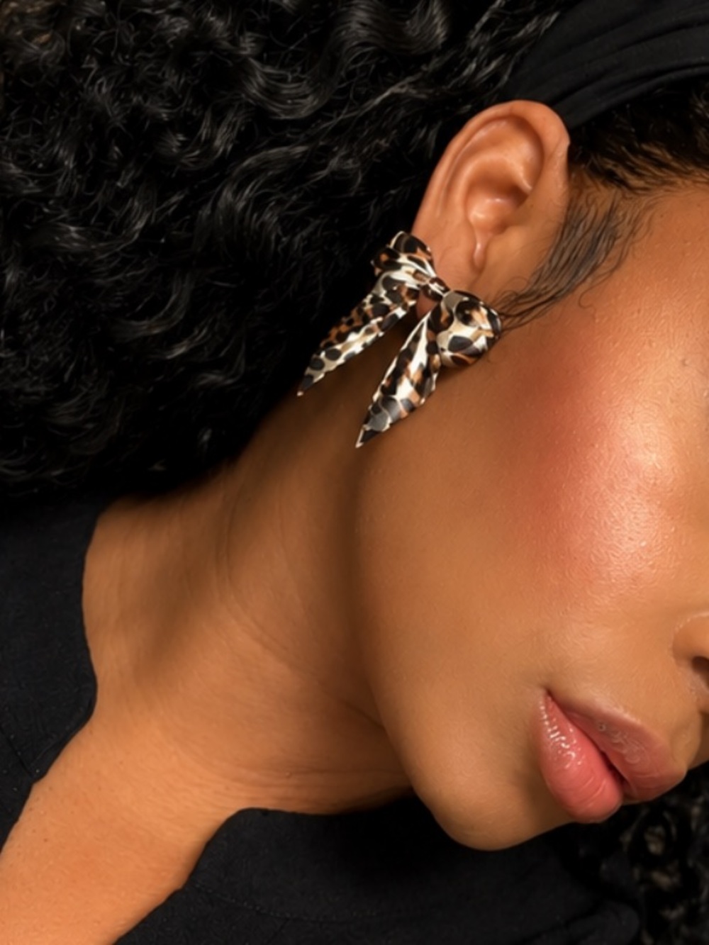 Leopard Print Bow Earrings